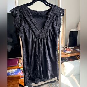 Elegant Black Lace Trim Top